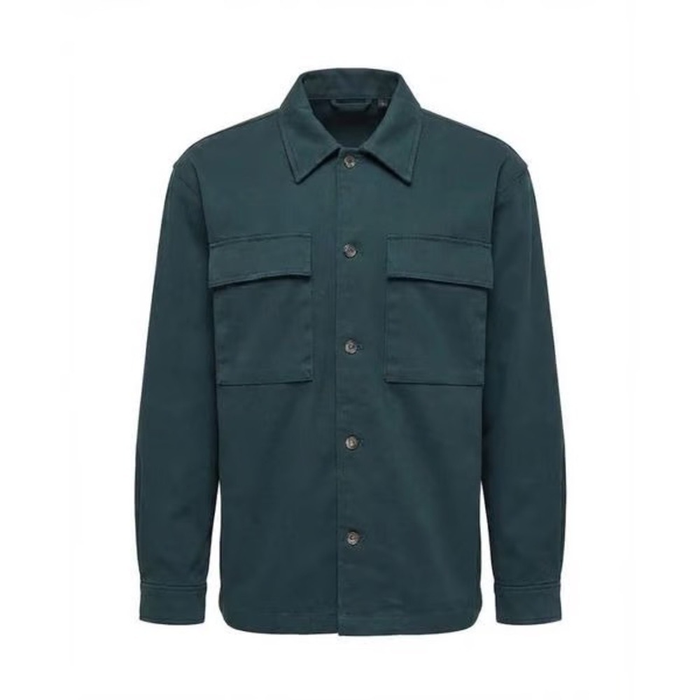 Mode of One Mens‎ Long Sleeve Button Front Utility Shirt Jacket Teal Green XL